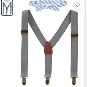 Boys Grey Suspenders and Bow tie